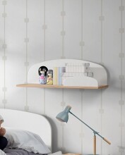 Wandregal >KIDDY< in weiß aus Massiv Kiefer und MDF - 65x25x22cm (BxHxT)