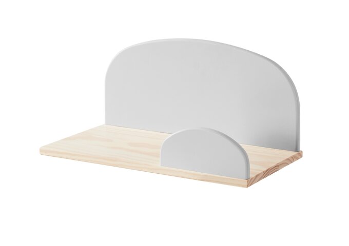 Wandregal >KIDDY< in hellgrau aus Massiv Kiefer und MDF - 45x25x22cm (BxHxT)