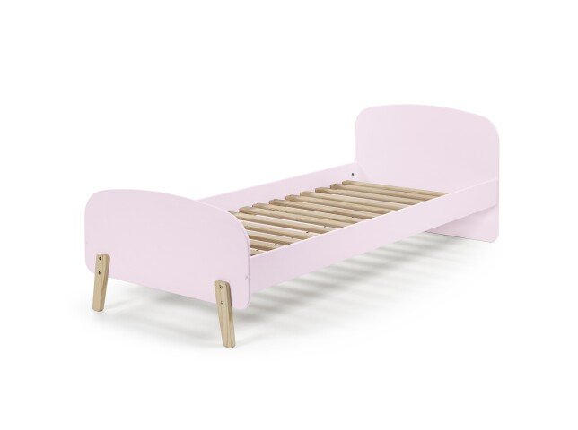 Einzelbett >KIDDY< in rosa aus Massiv Kiefer und MDF - 205,5x72,5x95cm (BxHxT)