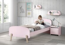 Einzelbett >KIDDY< in rosa aus Massiv Kiefer und...