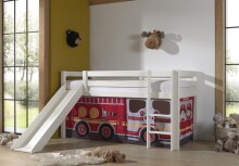 Spielbett >PINO< in Kiefer massiv weiß lackiert - 210x114x218 (BxHxT)