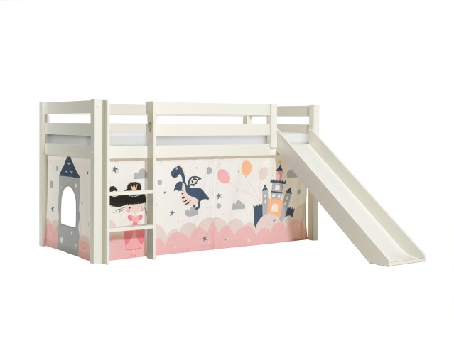 Spielbett >PINO< in Kiefer massiv weiß lackiert - 210x114x218 (BxHxT)