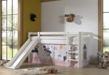 Spielbett >PINO< in Kiefer massiv weiß lackiert - 210x114x218 (BxHxT)