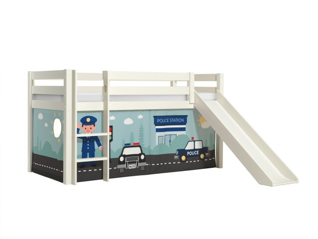 Spielbett >PINO< in Kiefer massiv weiß lackiert - 210x114x218 (BxHxT)