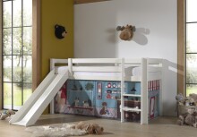 Spielbett >PINO< in Kiefer massiv weiß lackiert - 210x114x218 (BxHxT)