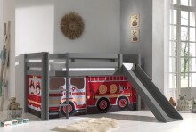 Spielbett >PINO< in Kiefer massiv grau lackiert - 210x114x218 (BxHxT)