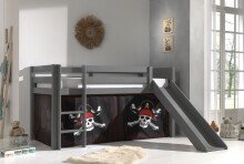 Spielbett >PINO< in Kiefer massiv grau lackiert - 210x114x218 (BxHxT)
