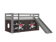Spielbett >PINO< in Kiefer massiv grau lackiert -...