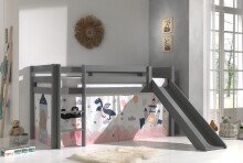 Spielbett >PINO< in Kiefer massiv grau lackiert - 210x114x218 (BxHxT)