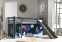 Spielbett >PINO< in Kiefer massiv grau lackiert - 210x114x218 (BxHxT)