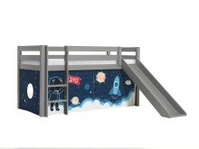 Spielbett >PINO< in Kiefer massiv grau lackiert -...
