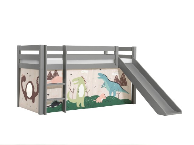 Spielbett >PINO< in Kiefer massiv grau lackiert - 210x114x218 (BxHxT)