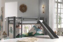 Spielbett >PINO< in Kiefer massiv grau lackiert -...