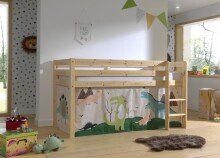 Spielbett >PINO< in Kiefer massiv natur lackiert -...