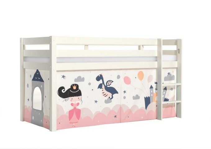 Spielbett >PINO< in Kiefer massiv weiß lackiert - 210x114x106 (BxHxT)