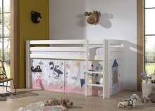 Spielbett >PINO< in Kiefer massiv weiß...