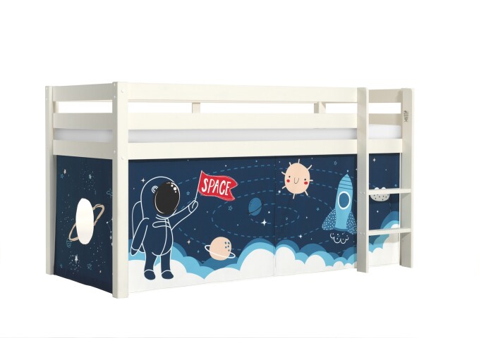 Spielbett >PINO< in Kiefer massiv weiß lackiert - 210x114x106 (BxHxT)