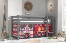 Spielbett >PINO< in Kiefer massiv grau lackiert -...