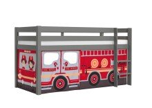 Spielbett >PINO< in Kiefer massiv grau lackiert -...