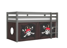Spielbett >PINO< in Kiefer massiv grau lackiert -...