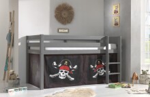 Spielbett >PINO< in Kiefer massiv grau lackiert -...