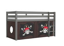 Spielbett >PINO< in Kiefer massiv grau lackiert -...