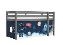 Spielbett >PINO< in Kiefer massiv grau lackiert -...