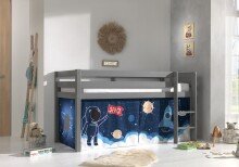 Spielbett >PINO< in Kiefer massiv grau lackiert - 210x114x106 (BxHxT)