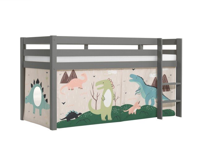Spielbett >PINO< in Kiefer massiv grau lackiert - 210x114x106 (BxHxT)