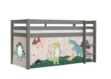 Spielbett >PINO< in Kiefer massiv grau lackiert -...