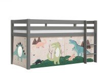 Spielbett >PINO< in Kiefer massiv grau lackiert -...