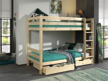 Etagenbett >PINO< in Kiefer massiv natur lackiert - 210x161x105 (BxHxT)