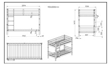 Etagenbett >PINO< in Kiefer massiv natur lackiert - 210x161x105 (BxHxT)