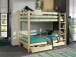 Etagenbett >PINO< in Kiefer massiv natur lackiert - 210x161x105 (BxHxT)