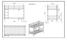 Etagenbett >PINO< in Kiefer massiv weiß lackiert - 210x161x105 (BxHxT)