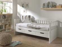 Funktionsbett >FRITZ< in Kiefer massiv weiß lackiert - 211,2x85,5x97,8 (BxHxT)