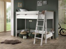 Hochbett >LONDON< in Weiß/Buche -...