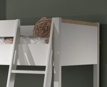 Hochbett >LONDON< in Weiß/Buche - 210x160x139cm (BxHxT)