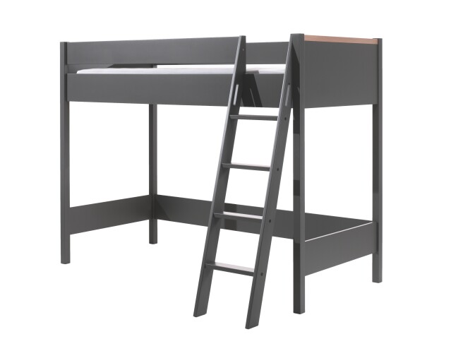 Hochbett >LONDON< in Anthrazit/Buche - 210x160x139cm (BxHxT)