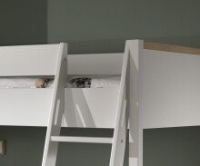 Etagenbett >LONDON< in Weiß/Buche - 210x160x139cm (BxHxT)