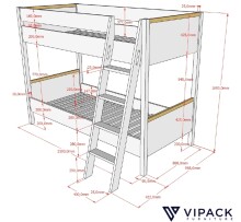 Etagenbett >LONDON< in Anthrazit/Buche - 210x160x139cm (BxHxT)