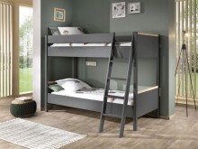 Etagenbett >LONDON< in Anthrazit/Buche -...