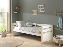 Funktionsbett >MARGRIT< in Weiß/Kiefer natur - 211,2x76,6x97,8 (BxHxT)
