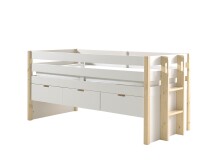 Funktionsbett >MARGRIT< in Weiß/Kiefer natur...