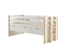 Funktionsbett >MARGRIT< in Weiß/Kiefer natur - 219,4x100x97,8 (BxHxT)