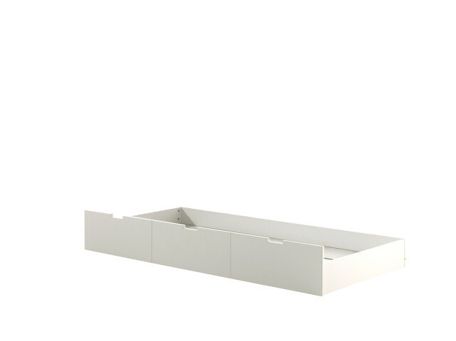 Bettschubkasten >MARGRIT< in Weiß aus Massive Kiefer - 198,5x27,4x93,3cm (BxHxT)