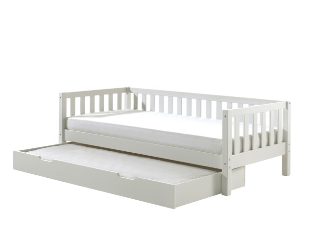 Funktionsbett >FRITZ< in Kiefer massiv weiß lackiert - 211,2x68x97,8 (BxHxT)