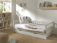 Funktionsbett >FRITZ< in Kiefer massiv weiß lackiert - 211,2x68x97,8 (BxHxT)