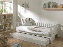 Funktionsbett >FRITZ< in Kiefer massiv weiß lackiert - 211,2x68x97,8 (BxHxT)