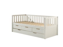 Funktionsbett >FRITZ< in Kiefer massiv weiß lackiert - 211,2x85,5x97,8 (BxHxT)